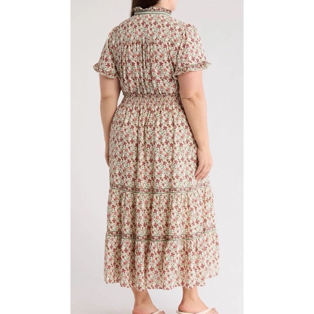 Max Extudio Floral Flutter Sleeve Tiered Maxi Dress Size 2X - Picture 2 of 7